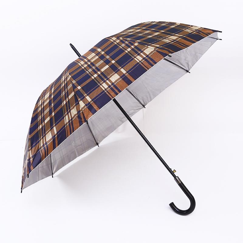 Straight umbrella with UV protection in plaid style RU1977